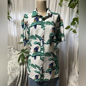 Tropical Parrot Print Men's Shirt
